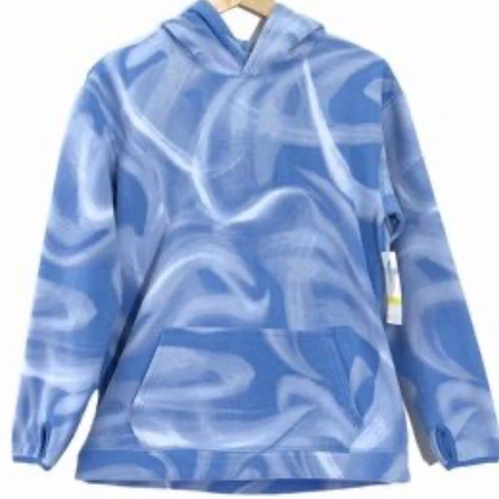 Zella Athletic Performance chunky cozy fleece hoodie blue print XL 14-16 NWT